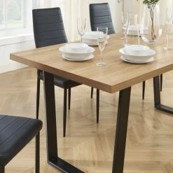 Ensemble Repas FELIX Effet Chêne Et PU Noir 6 Chaises -Canapé Rêve Promos Magasin ensemble repas felix effet chene et pu noir 4 chaises 2