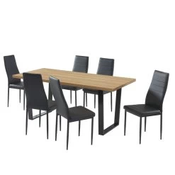 Ensemble Repas FELIX Effet Chêne Et PU Noir 6 Chaises -Canapé Rêve Promos Magasin ensemble repas felix effet chene et pu noir 4 chaises 3