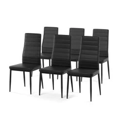 Ensemble Repas FELIX Effet Chêne Et PU Noir 6 Chaises -Canapé Rêve Promos Magasin ensemble repas felix effet chene et pu noir 4 chaises 6