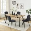 Ensemble Repas FELIX Effet Chêne Et Velours Noir 4 Chaises