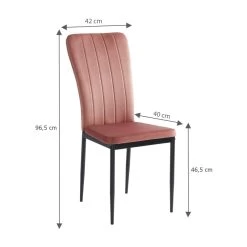Ensemble Repas FELIX Effet Chêne Et Velours Rose 4 Chaises -Canapé Rêve Promos Magasin ensemble repas felix effet chene et velours rose 4 chaises 1
