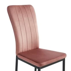 Ensemble Repas FELIX Effet Chêne Et Velours Rose 4 Chaises -Canapé Rêve Promos Magasin ensemble repas felix effet chene et velours rose 4 chaises 8