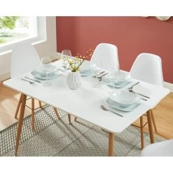Ensemble Repas KITTOS Laqué Blanc Mat 4 Personnes 120cm 6 Ensemble Repas KITTOS Laqué Blanc Mat 4 Personnes 120cm -Canapé Rêve Promos Magasin ensemble repas kittos 1