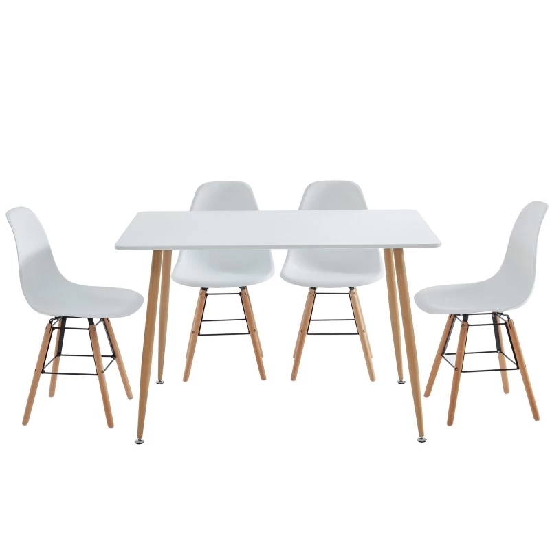 Ensemble Repas KITTOS Laqué Blanc Mat 4 Personnes 120cm 3 Ensemble Repas KITTOS Laqué Blanc Mat 4 Personnes 120cm – Image 3