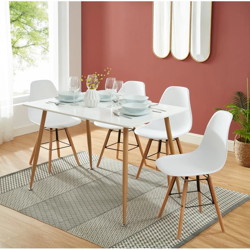 Ensemble Repas KITTOS Laqué Blanc Mat 4 Personnes 120cm 1 Ensemble Repas KITTOS Laqué Blanc Mat 4 Personnes 120cm