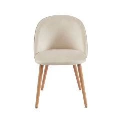 Ensemble Repas MACARON Effet Chêne Et Velours Beige 4 Chaises -Canapé Rêve Promos Magasin ensemble repas macaron effet chene et velours beige 4 chaises 7