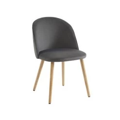 Ensemble Repas MACARON Effet Chêne Et Velours Gris 4 Chaises -Canapé Rêve Promos Magasin ensemble repas macaron effet chene et velours gris 4 chaises 6