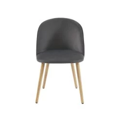 Ensemble Repas MACARON Effet Chêne Et Velours Gris 4 Chaises -Canapé Rêve Promos Magasin ensemble repas macaron effet chene et velours gris 4 chaises 7