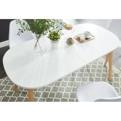 Table Extensible ERIKA Laqué Blanc Mat 8 Personnes 160 à 200cm -Canapé Rêve Promos Magasin erika1 table blanche 2