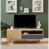 Meuble Tv ETNIK Gris Et Effet Bois 130cm