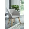 Fauteuil HILDA En Tissu Gris Avec Pieds En Bois