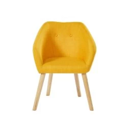 Fauteuil HILDA En Tissu Jaune Avec Pieds En Bois -Canapé Rêve Promos Magasin fauteuil 1 place hilda 7