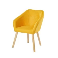 Fauteuil HILDA En Tissu Jaune Avec Pieds En Bois -Canapé Rêve Promos Magasin fauteuil 1 place hilda 9