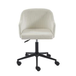 Fauteuil De Bureau BARNABE En Velours Côtelé Beige -Canapé Rêve Promos Magasin fauteuil barnabe en velours cotele beige 2