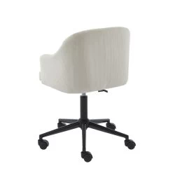 Fauteuil De Bureau BARNABE En Velours Côtelé Beige -Canapé Rêve Promos Magasin fauteuil barnabe en velours cotele beige 3