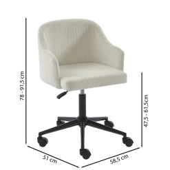 Fauteuil De Bureau BARNABE En Velours Côtelé Beige -Canapé Rêve Promos Magasin fauteuil barnabe en velours cotele beige 6