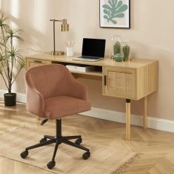 Fauteuil De Bureau BARNABE En Velours Côtelé Terracotta