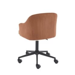 Fauteuil De Bureau BARNABE En Velours Côtelé Terracotta -Canapé Rêve Promos Magasin fauteuil barnabe en velours cotele terracotta 3