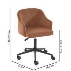 Fauteuil De Bureau BARNABE En Velours Côtelé Terracotta -Canapé Rêve Promos Magasin fauteuil barnabe en velours cotele terracotta 6