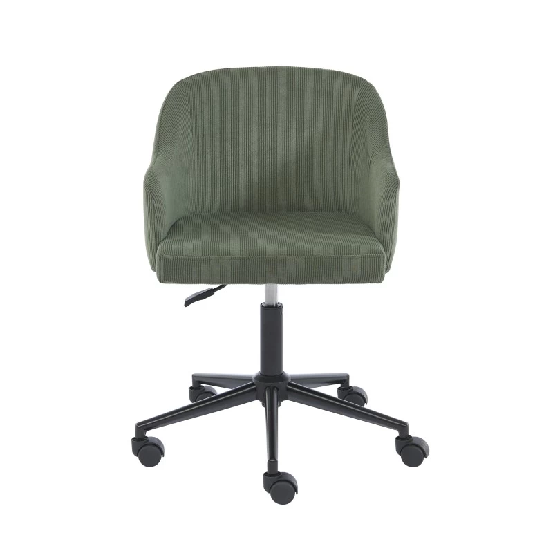 Fauteuil De Bureau BARNABE En Velours Côtelé Vert 3 Fauteuil De Bureau BARNABE En Velours Côtelé Vert – Image 3