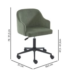 Fauteuil De Bureau BARNABE En Velours Côtelé Vert 13 Fauteuil De Bureau BARNABE En Velours Côtelé Vert -Canapé Rêve Promos Magasin fauteuil barnabe en velours cotele vert 6