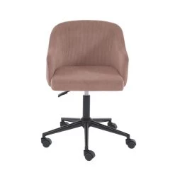 Fauteuil De Bureau BARNABE En Velours Côtelé Vieux Rose -Canapé Rêve Promos Magasin fauteuil barnabe en velours cotele vieux rose 2