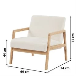 Fauteuil BONIFACIO En Tissu Bouclette Blanc -Canapé Rêve Promos Magasin fauteuil bonifacio en tissu bleu 5
