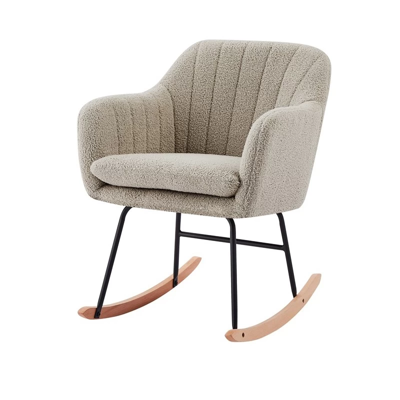 Fauteuil ELSA à Bouclette Beige Rocking Chair 2 Fauteuil ELSA à Bouclette Beige Rocking Chair – Image 2