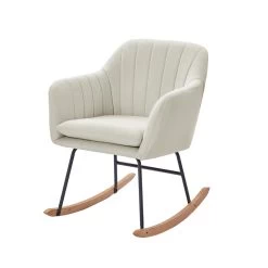 Fauteuil ELSA Tissu Beige Rocking Chair -Canapé Rêve Promos Magasin fauteuil elsa beige rocking chair 1