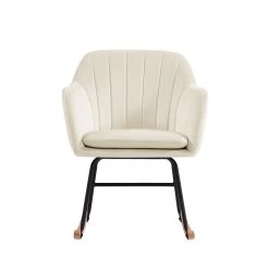Fauteuil ELSA En Velours Crème Rocking Chair 7 Fauteuil ELSA En Velours Crème Rocking Chair -Canapé Rêve Promos Magasin fauteuil elsa en velours creme rocking chair 2