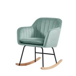 Fauteuil ELSA En Velours Vert D'eau Rocking Chair -Canapé Rêve Promos Magasin fauteuil elsa en velours vert d eau rocking chair 1