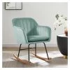 Fauteuil ELSA En Velours Vert D'eau Rocking Chair