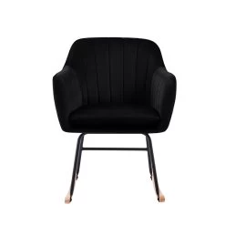 Fauteuil ELSA En Velours Noir Rocking Chair -Canapé Rêve Promos Magasin fauteuil elsa velours noir rocking chair 2