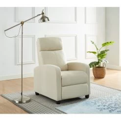 Fauteuil Inclinable ALVA En Tissu écru Avec Fonction Push Back