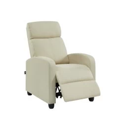 Fauteuil Inclinable ALVA En Tissu écru Avec Fonction Push Back -Canapé Rêve Promos Magasin fauteuil inclinable alva ecru 3