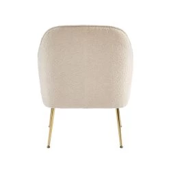 Fauteuil MARCELINO En Tissu Bouclette Beige Avec Piètement Doré -Canapé Rêve Promos Magasin fauteuil marcelino en tissu beige avec pieds dore 3