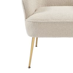 Fauteuil MARCELINO En Tissu Bouclette Beige Avec Piètement Doré -Canapé Rêve Promos Magasin fauteuil marcelino en tissu beige avec pieds dore 4