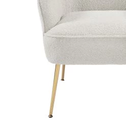 Fauteuil MARCELINO En Tissu Bouclette Blanc Avec Piètement Doré -Canapé Rêve Promos Magasin fauteuil marcelino en tissu blanc avec pieds dore 4