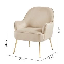 Fauteuil MARCELINO En Velours Beige Avec Piètement Doré 11 Fauteuil MARCELINO En Velours Beige Avec Piètement Doré -Canapé Rêve Promos Magasin fauteuil marcelino en velours beige avec pieds dore 5
