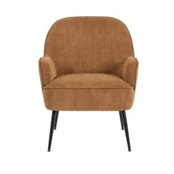 Fauteuil MARCELINO En Velours Côtelé Terracotta Avec Piètement Noir -Canapé Rêve Promos Magasin fauteuil marcelino en velours cotele terracotta avec pieds noir 2