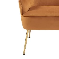 Fauteuil MARCELINO En Velours Rouille Avec Piètement Doré -Canapé Rêve Promos Magasin fauteuil marcelino en velours rouille avec pieds dore 4