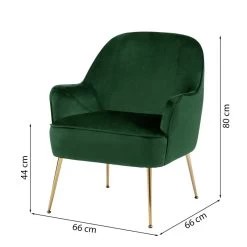 Fauteuil MARCELINO En Velours Vert Avec Pieds Doré -Canapé Rêve Promos Magasin fauteuil marcelino en velours vert avec pieds dore 5