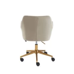 Fauteuil De Bureau MONACO En Velours Beige Avec Pieds Dorés -Canapé Rêve Promos Magasin fauteuil monaco en velours beige avec pieds dore 3