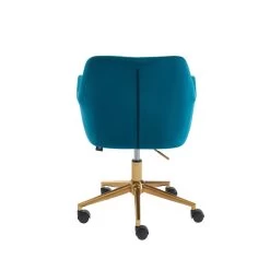 Fauteuil De Bureau MONACO En Velours Bleu Avec Pieds Dorés -Canapé Rêve Promos Magasin fauteuil monaco en velours bleu avec pieds dore 3