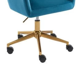 Fauteuil De Bureau MONACO En Velours Bleu Avec Pieds Dorés -Canapé Rêve Promos Magasin fauteuil monaco en velours bleu avec pieds dore 4
