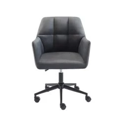Fauteuil De Bureau MONACO En Velours Gris Anthracite Avec Pieds Noirs 8 Fauteuil De Bureau MONACO En Velours Gris Anthracite Avec Pieds Noirs -Canapé Rêve Promos Magasin fauteuil monaco en velours gris anthracite avec pieds noir 2