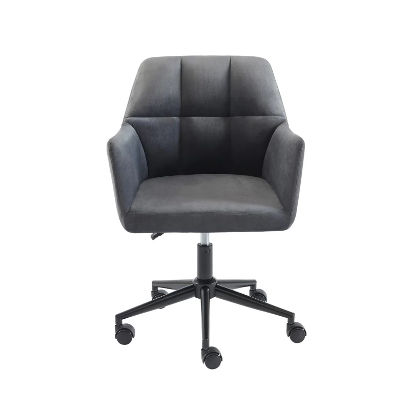Fauteuil De Bureau MONACO En Velours Gris Anthracite Avec Pieds Noirs 3 Fauteuil De Bureau MONACO En Velours Gris Anthracite Avec Pieds Noirs – Image 3