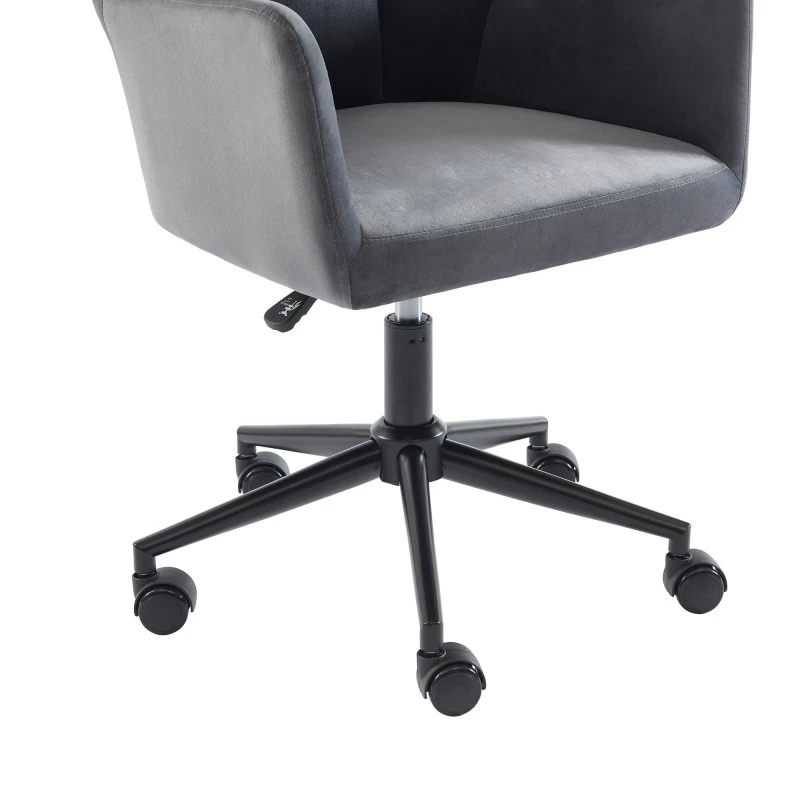 Fauteuil De Bureau MONACO En Velours Gris Anthracite Avec Pieds Noirs 5 Fauteuil De Bureau MONACO En Velours Gris Anthracite Avec Pieds Noirs – Image 5