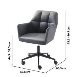 Fauteuil De Bureau MONACO En Velours Gris Anthracite Avec Pieds Noirs 11 Fauteuil De Bureau MONACO En Velours Gris Anthracite Avec Pieds Noirs -Canapé Rêve Promos Magasin fauteuil monaco en velours gris anthracite avec pieds noir 5