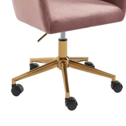 Fauteuil De Bureau MONACO En Velours Rose Avec Pieds Dorés -Canapé Rêve Promos Magasin fauteuil monaco en velours rose avec pieds dore 4